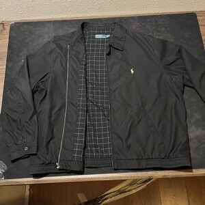 Polo Ralph Lauren Harrington Jacket Vintage 2XB Black Windbreaker Windowpane 90s